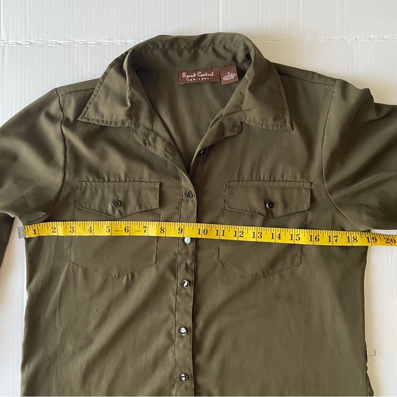 Speed Control Olive Green Shirt Dress 3/4 sleeves - Picture 4 of 7